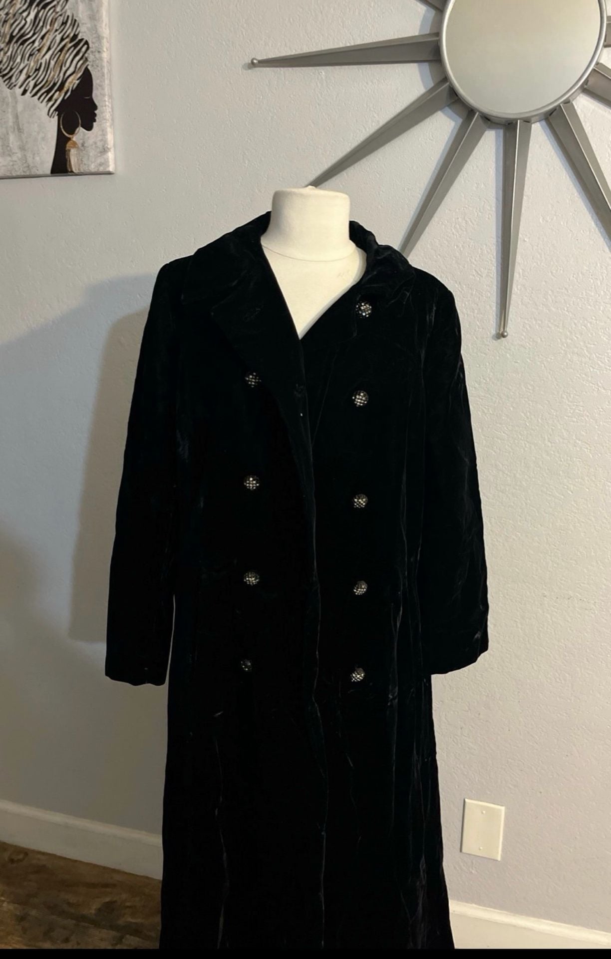 Black velvet long coat size S/M M (8-10) 3