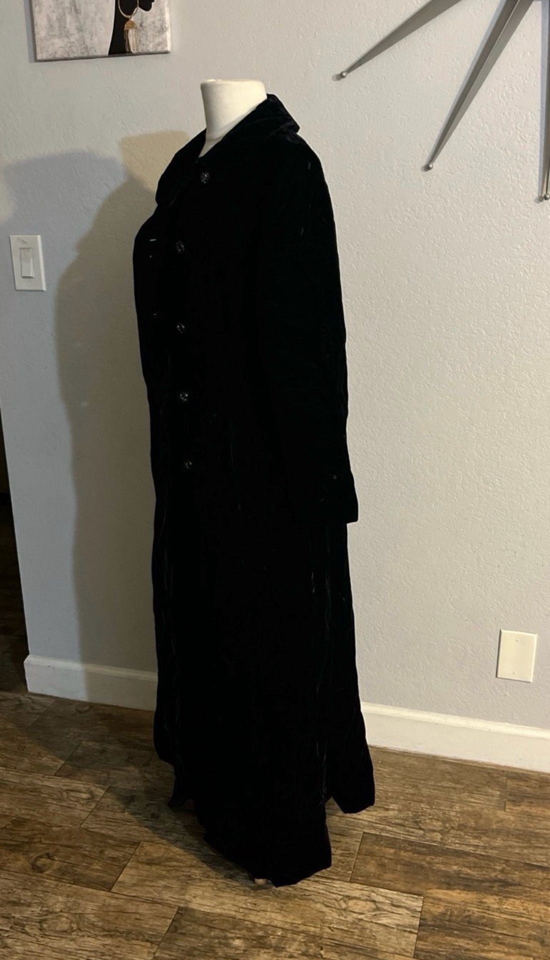 Black velvet long coat size S/M M (8-10) 4