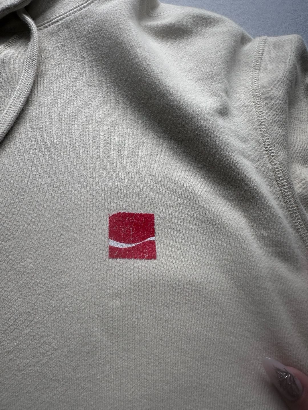 Beentrill x Coca Cola Hoodie Size L Beige Graphic Pullover Sweatshirt 3