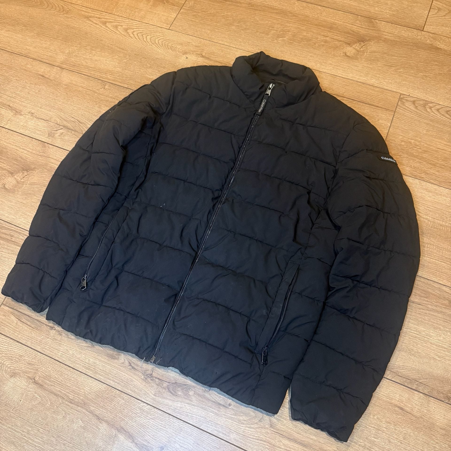 Calvin Klein Puffer Jacket Size M Black Quilted Full Zip Coat 2