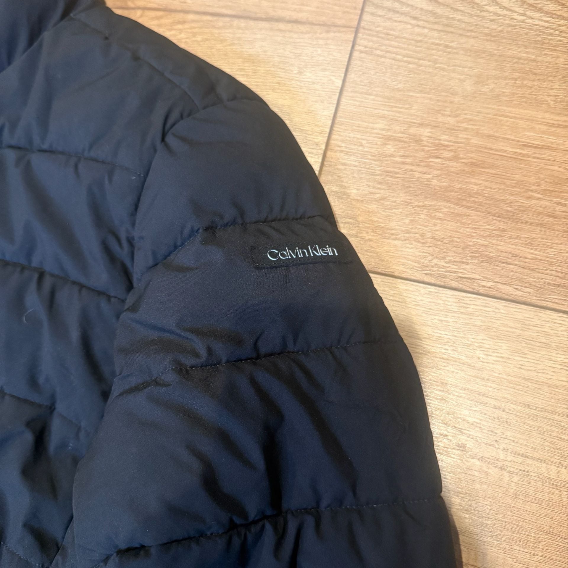 Calvin Klein Puffer Jacket Size M Black Quilted Full Zip Coat 3