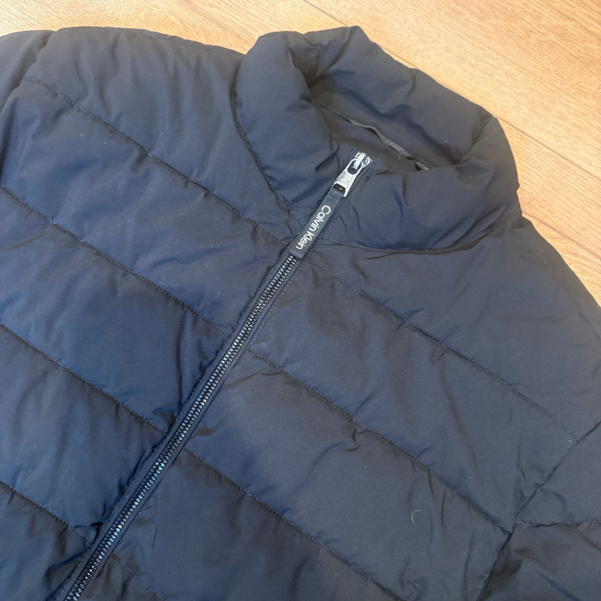 Calvin Klein Puffer Jacket Size M Black Quilted Full Zip Coat 4