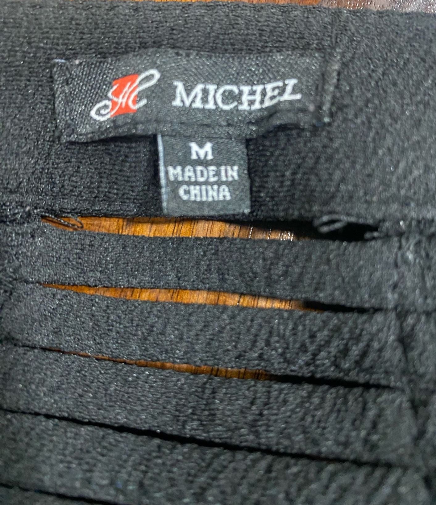 M Michel Jacket Size M Black Open Front Zip Ribbed Detail 7