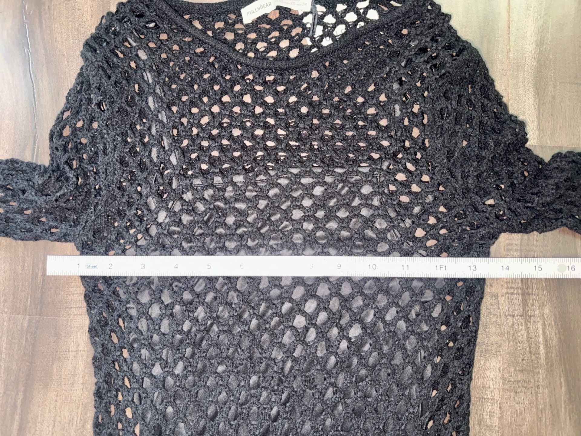 Pull&Bear Crochet Dress Size XS Black Open Knit Mini Dress 6