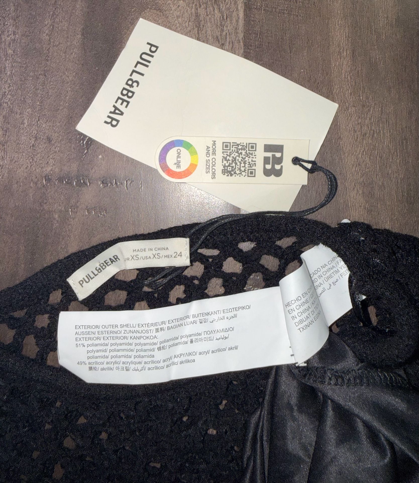 Pull&Bear Crochet Dress Size XS Black Open Knit Mini Dress 8