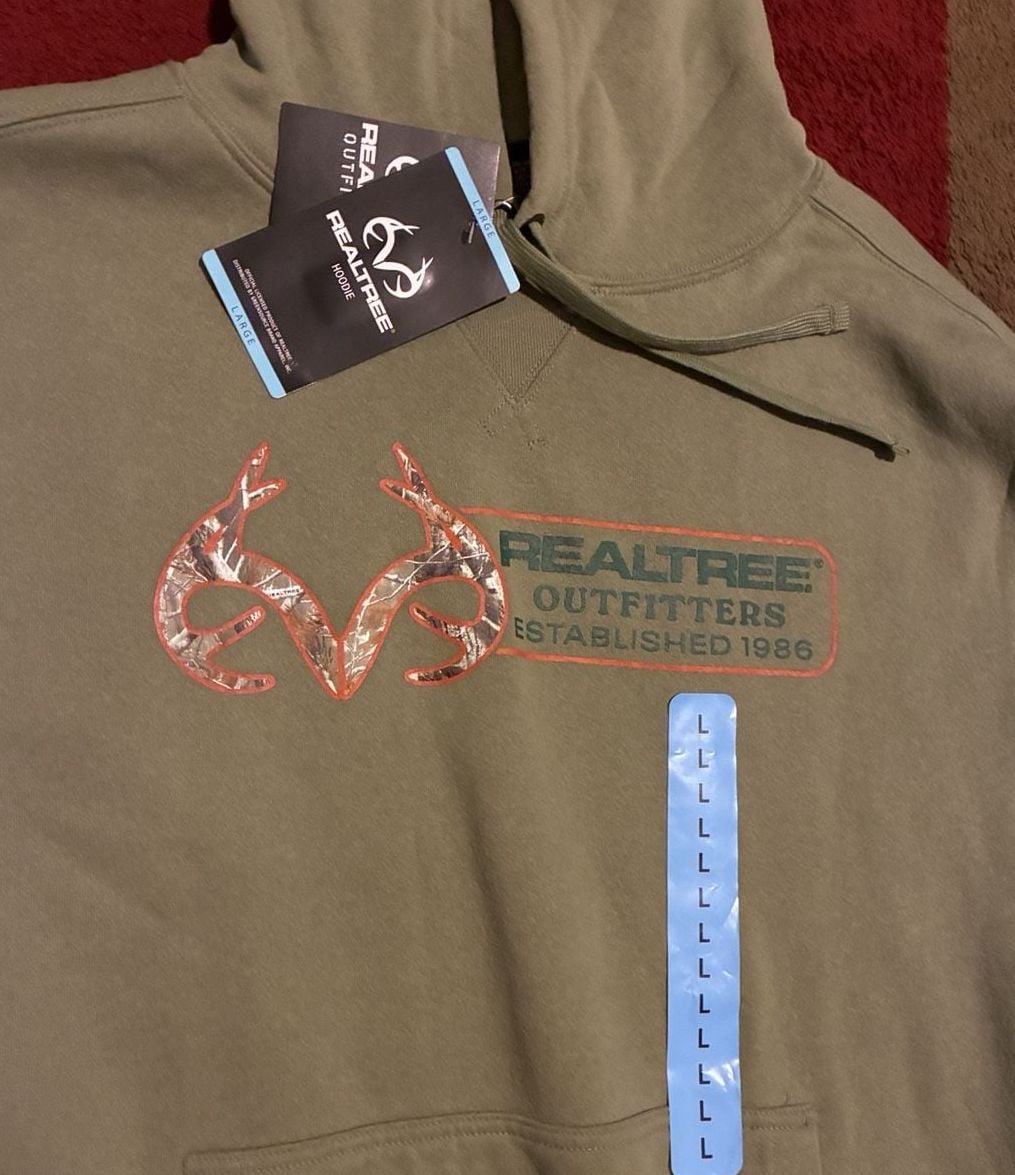 Realtree Outfitters Hoodie Size L Olive Green Graphic Pullover New with Tags 3