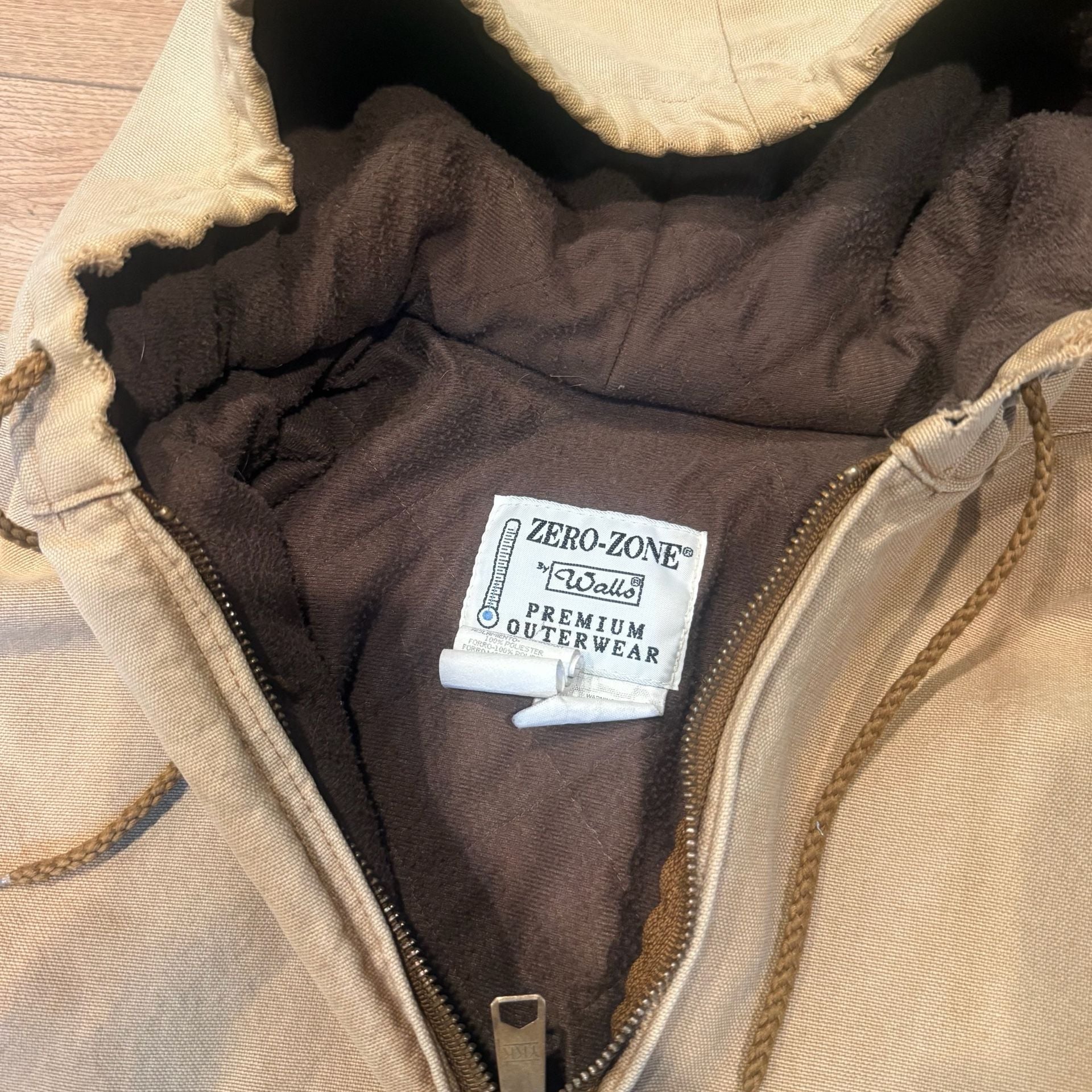 Walls Zero-Zone Canvas Hooded Work Jacket Tan Size Large Tall 3