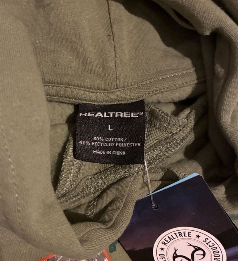 Realtree Outfitters Hoodie Size L Olive Green Graphic Pullover New with Tags 4