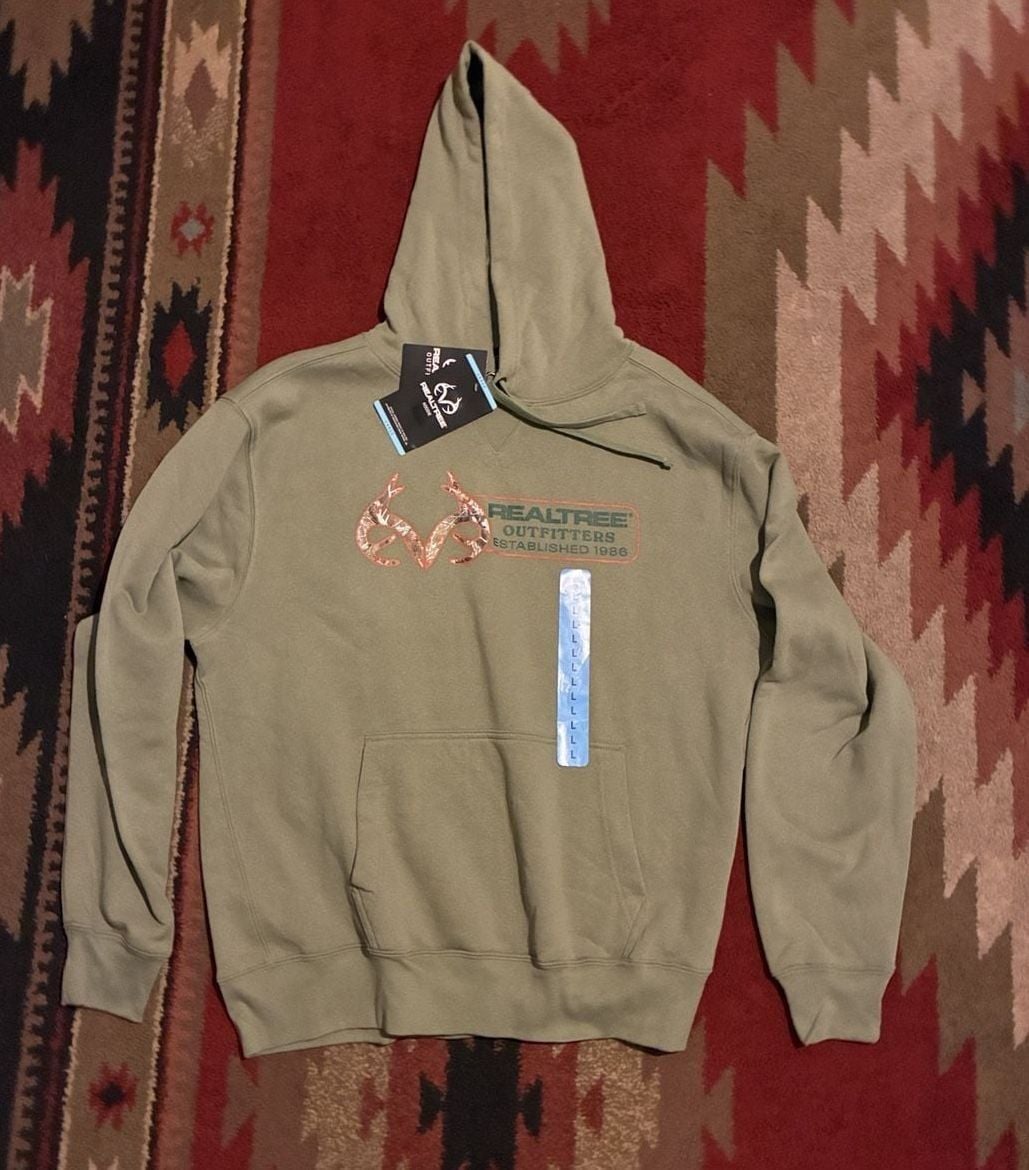 Realtree Outfitters Hoodie Size L Olive Green Graphic Pullover New with Tags 2