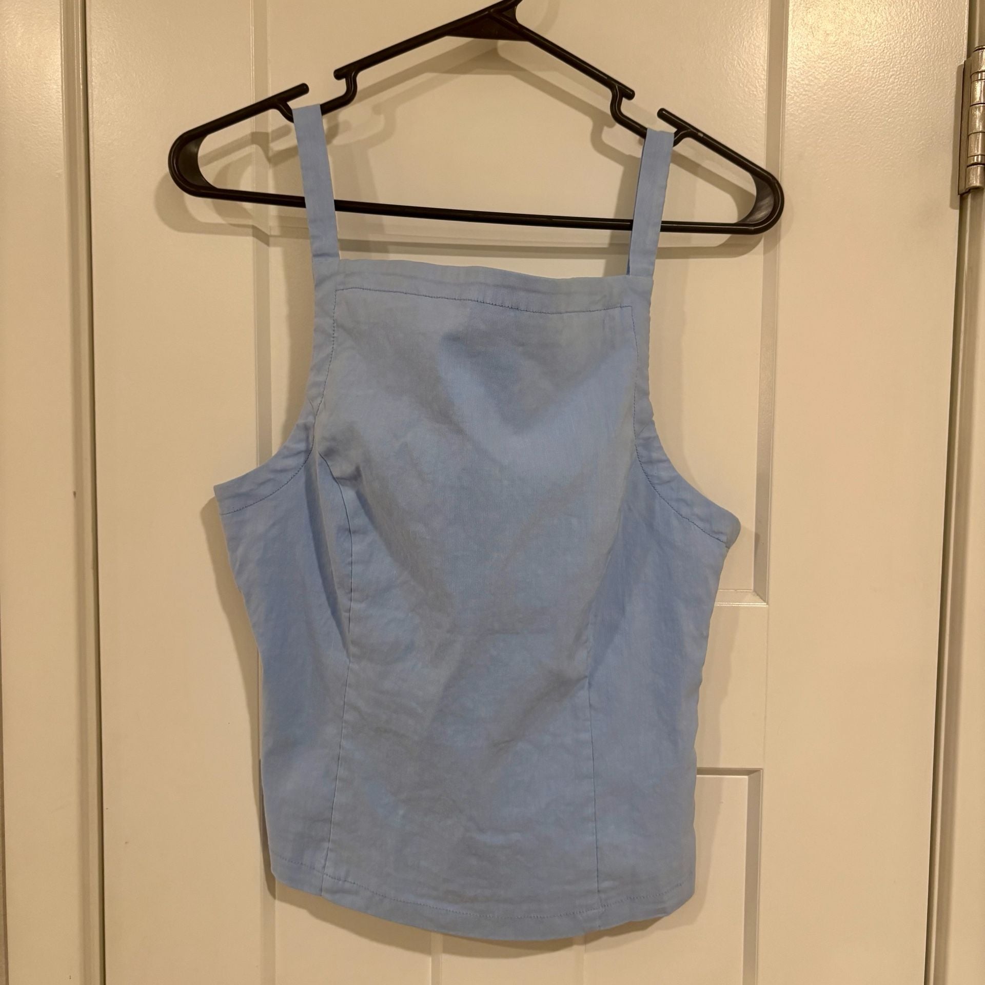 Maeve by Anthropologie Linen Cotton Blend Tank Top Sky Blue Lined NWT Medium 4