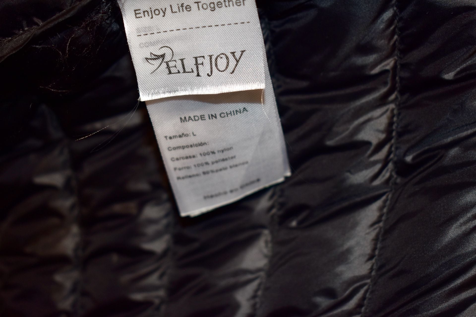 elfjoy Long Puffer Vest Size L Black Quilted Down 3