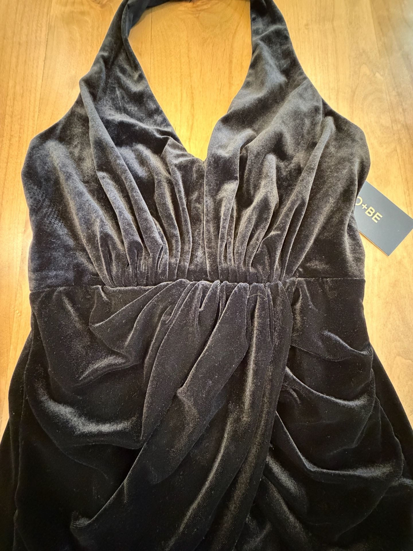 DO+BE Black Velvet Beaded Halter Mini Dress Size S (minor flaw) 5