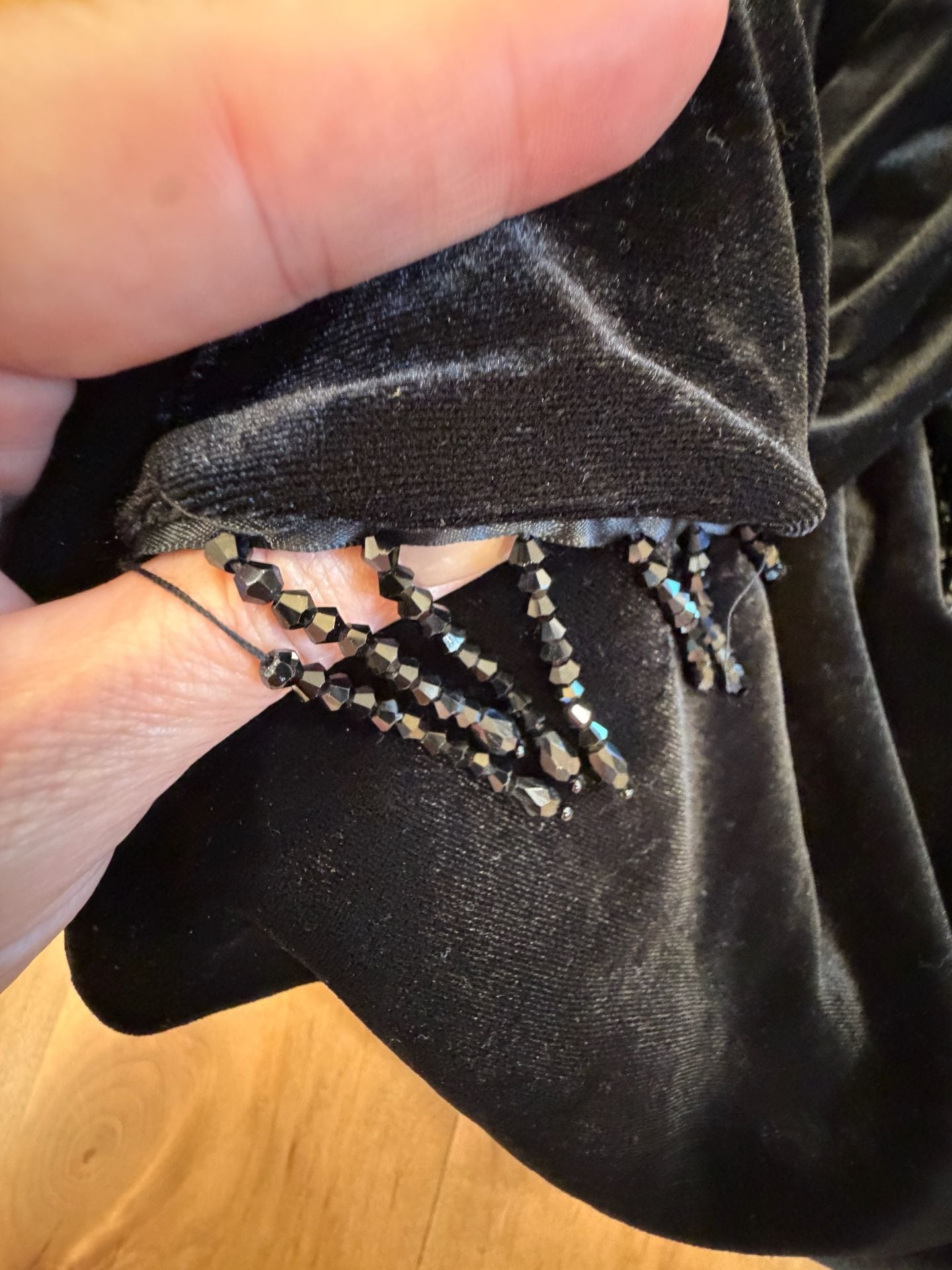 DO+BE Black Velvet Beaded Halter Mini Dress Size S (minor flaw) 6