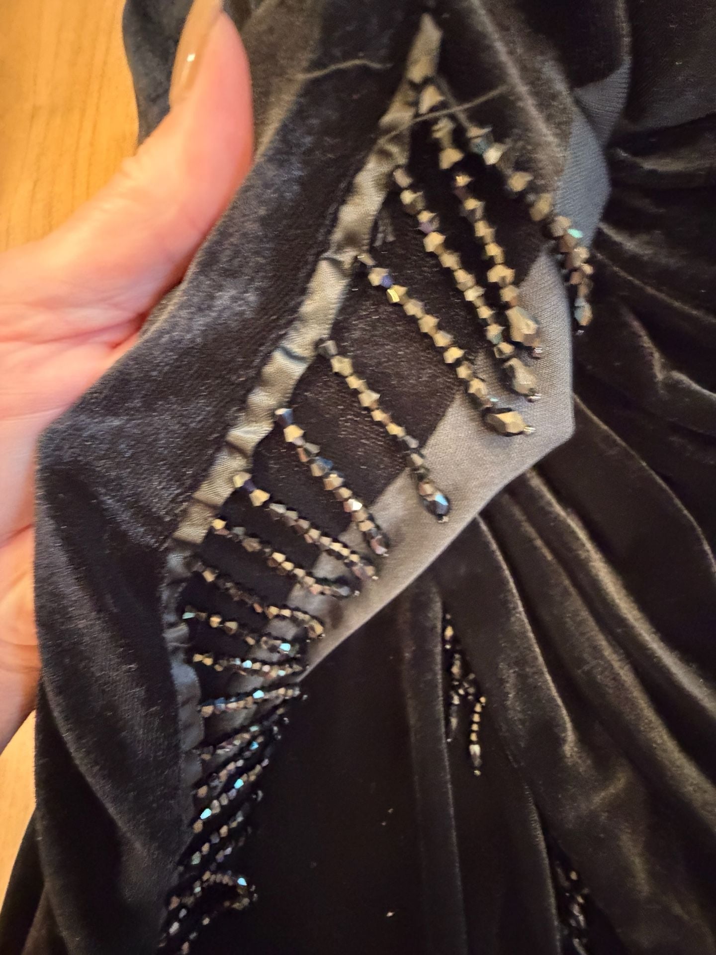 DO+BE Black Velvet Beaded Halter Mini Dress Size S (minor flaw) 8