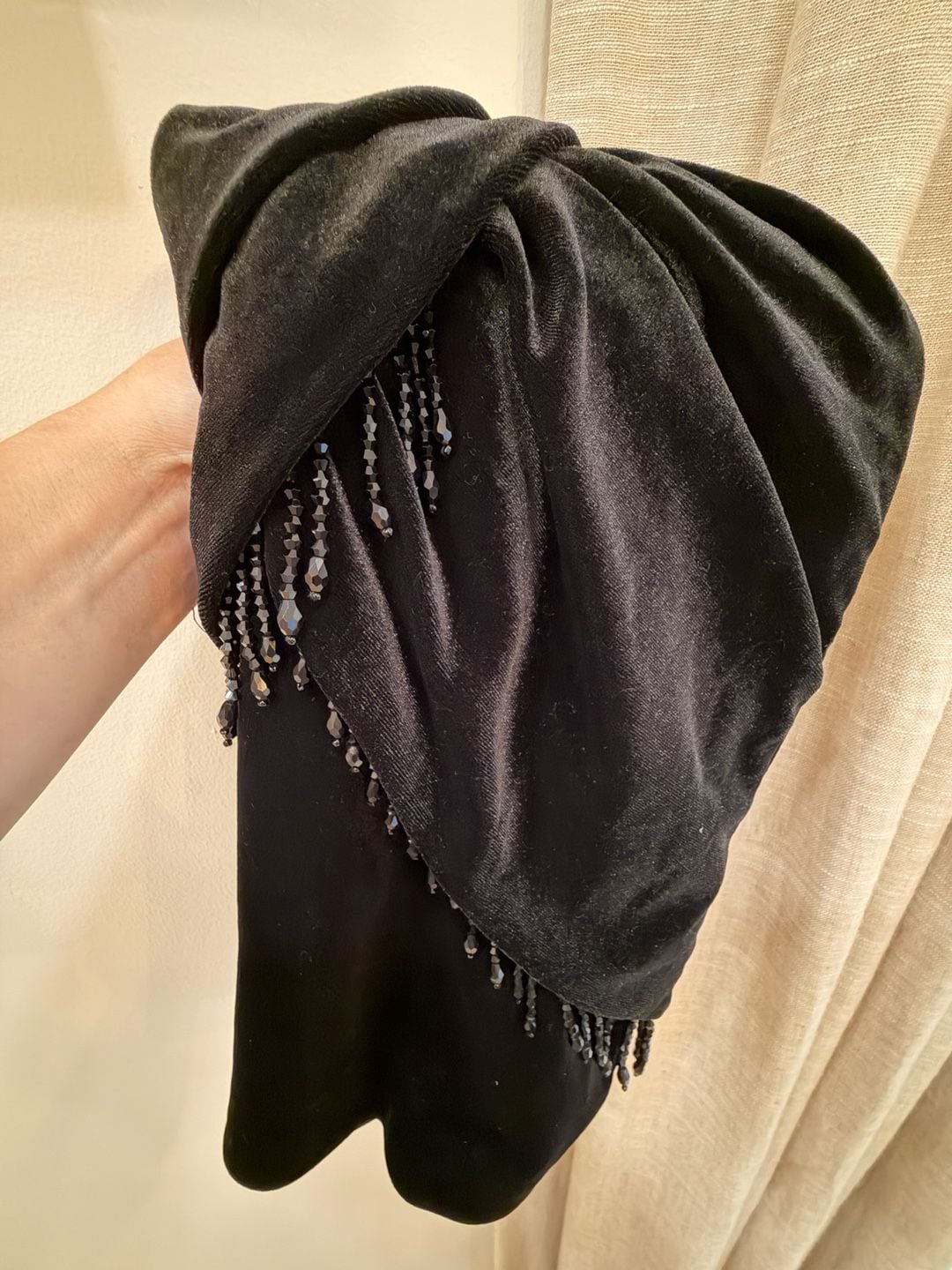 DO+BE Black Velvet Beaded Halter Mini Dress Size S (minor flaw) 10