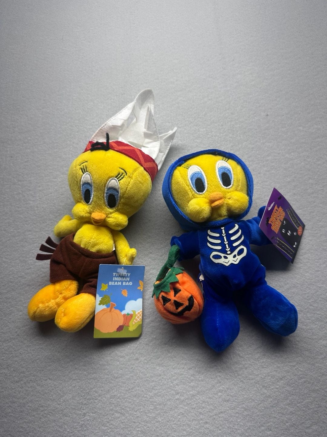 Tweety Bird Skeleton and Indian Bean Bag Plush Toys New With Tags 1