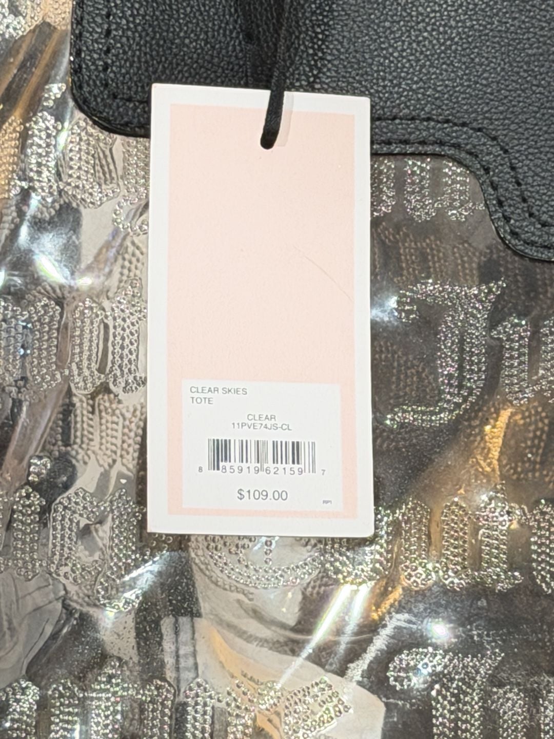 Juicy Couture Clear Skies Tote Bag Black Clear New 4