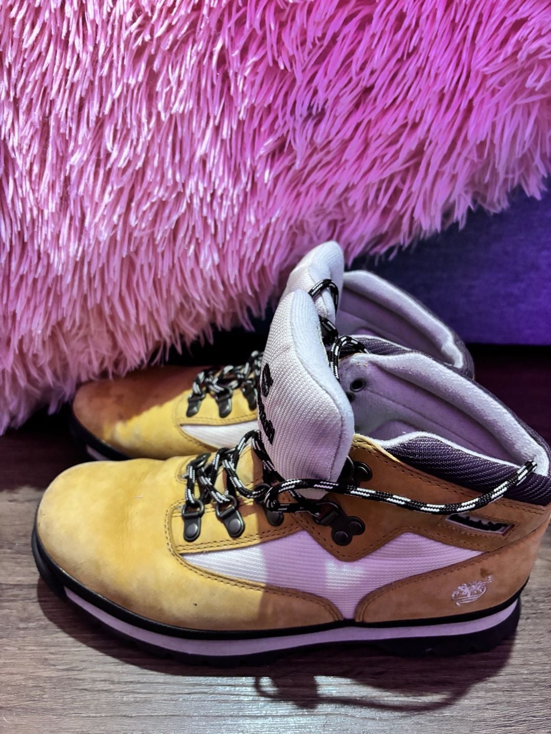 Timberland Hiking Boots Size 6M Wheat Yellow White 5