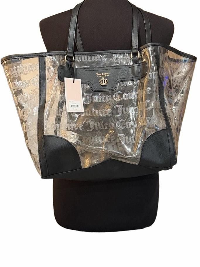 Juicy Couture Clear Skies Tote Bag Black Clear New 2