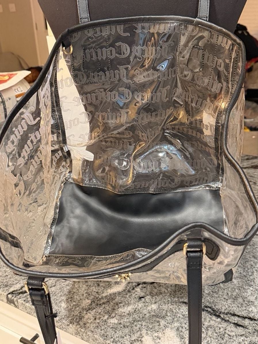 Juicy Couture Clear Skies Tote Bag Black Clear New 6