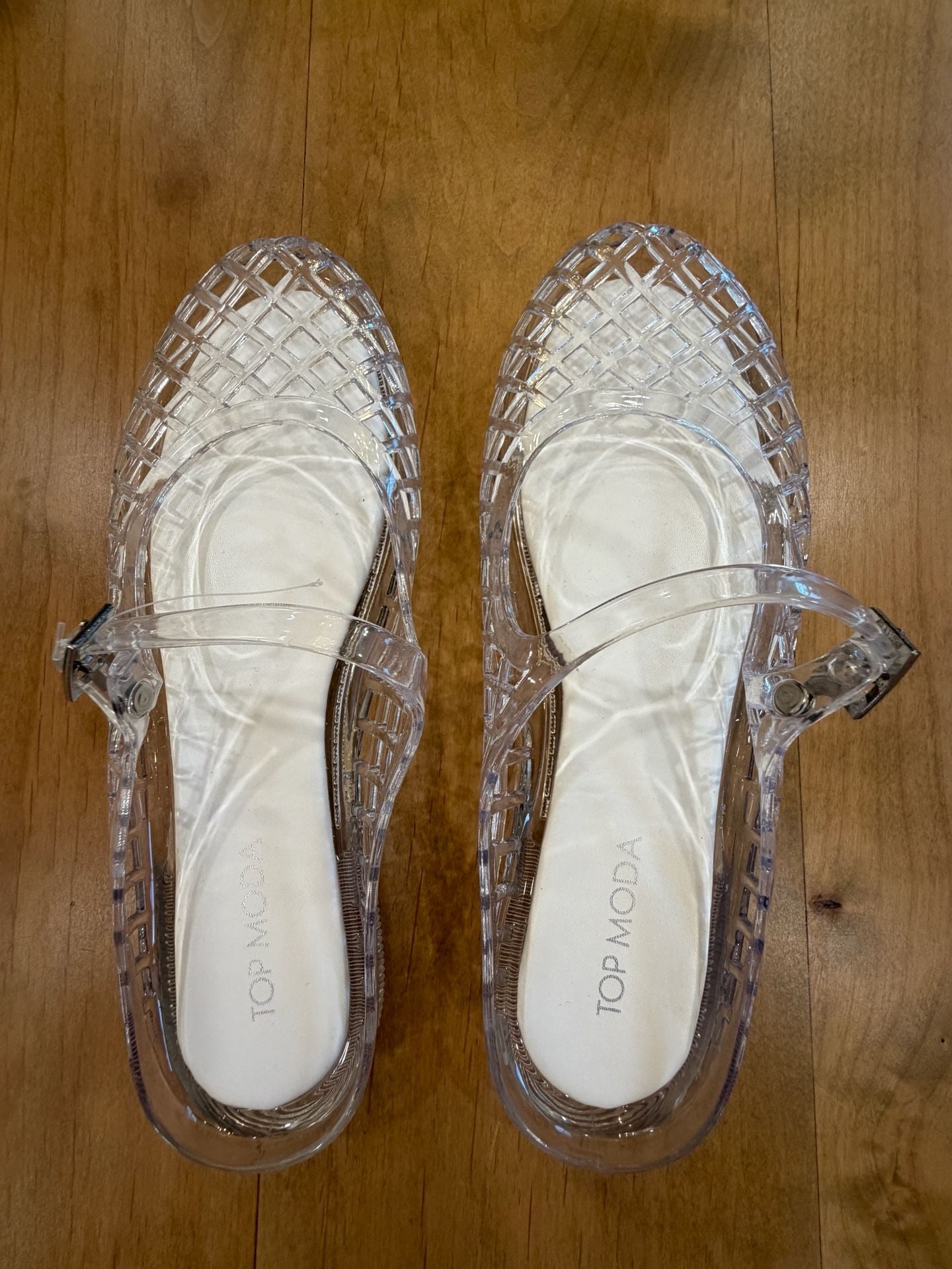 Top Moda Clear Jelly Flats Size 6 Cage Sandals 2