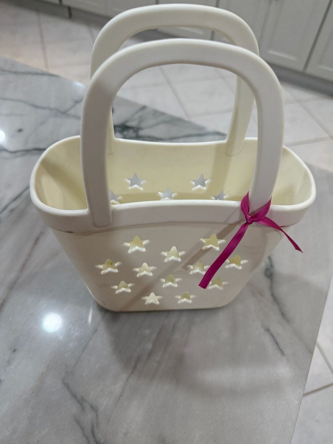 LullaBaby Toy Basket White Star Cutout Tote 1