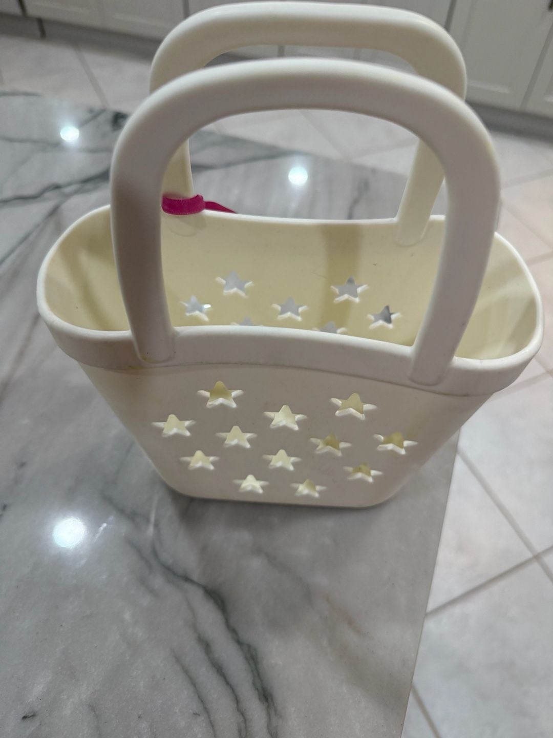 LullaBaby Toy Basket White Star Cutout Tote 2