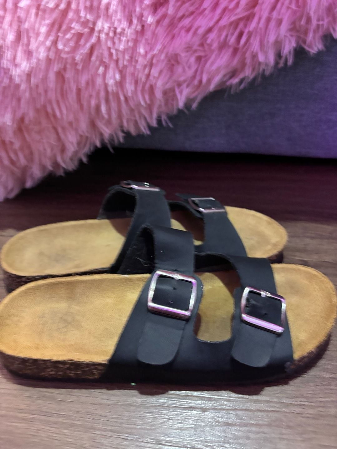 Two Strap Buckle Sandal Size M(7/8)Black 5