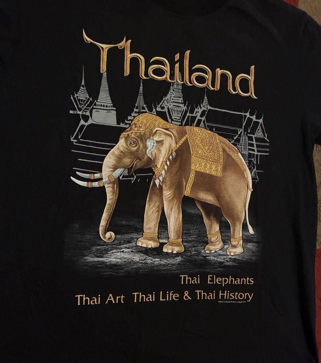 Joligolf Thailand Elephant Graphic T-Shirt Size L Black 3