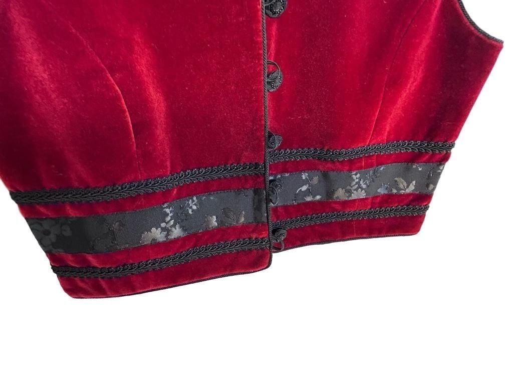 Vintage Equator Crimson Red Velvet Cropped Vest / Waistcoat S, 90s grunge, gothic, steampunk, or holiday 7