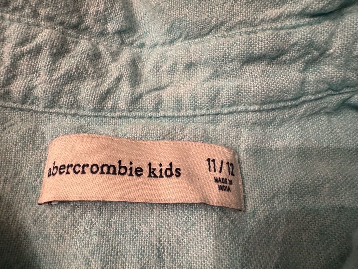 abercrombie kids Short Sleeve Button-Down Shirt Size 11/12 Light Blue h1603 4