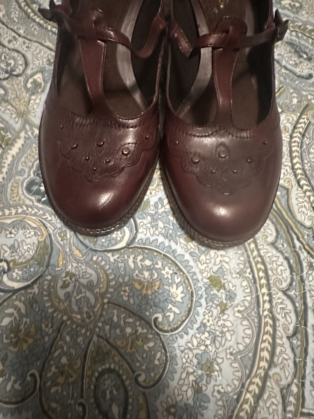 Aerosoles Brown Leather T-Strap Heels 3