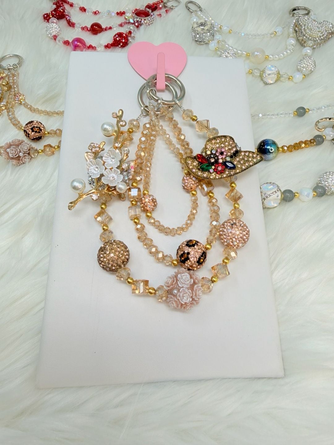 5 pieces Triple layer Beaded Purse Chain Bag Charm 5