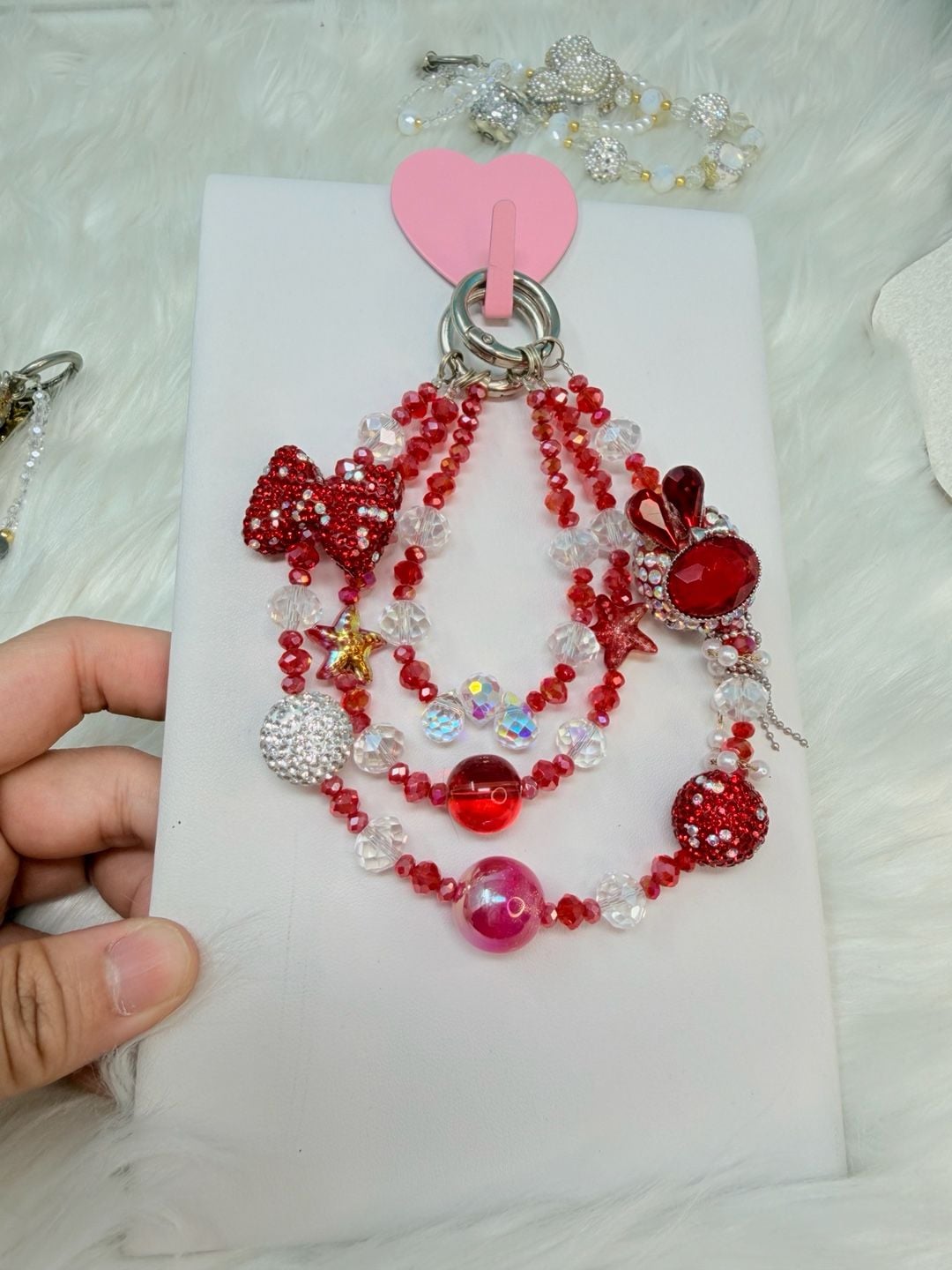 5 pieces Triple layer Beaded Purse Chain Bag Charm 6