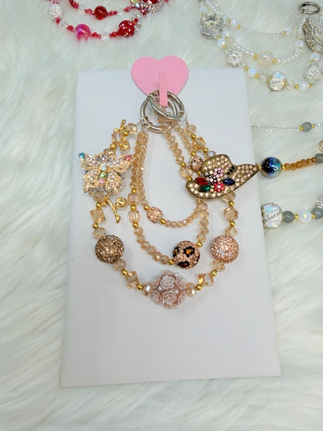 5 pieces Triple layer Beaded Purse Chain Bag Charm 7