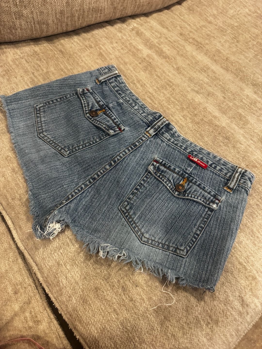 Unionbay Jean Shorts Size 8 Blue Denim Cargo Distressed Y2K 1