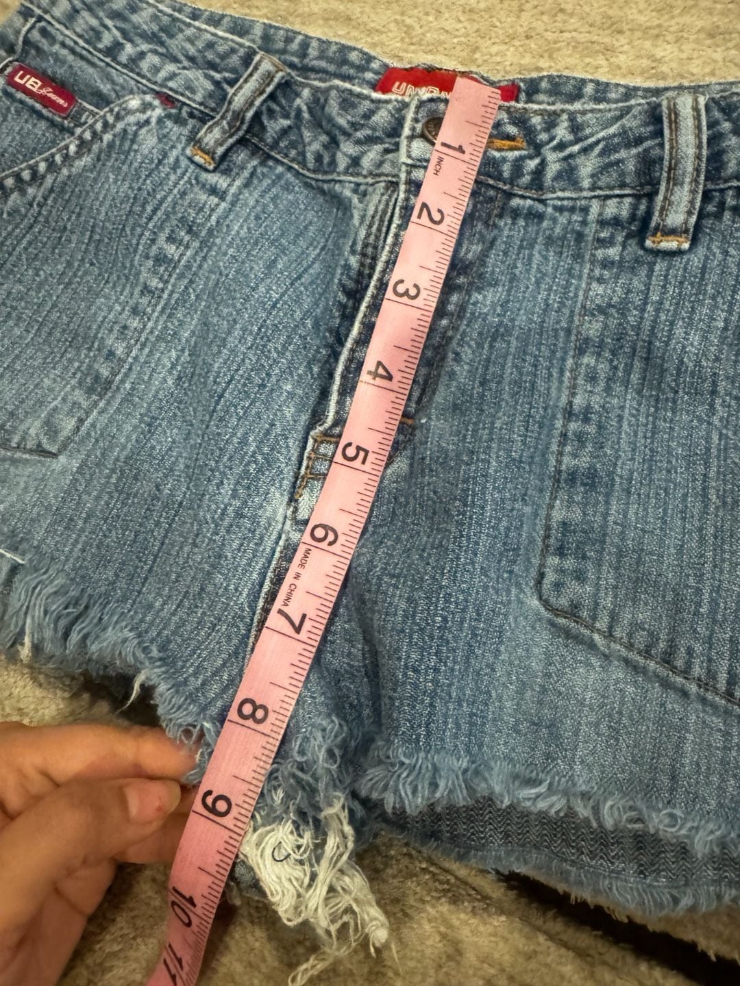 Unionbay Jean Shorts Size 8 Blue Denim Cargo Distressed Y2K 7