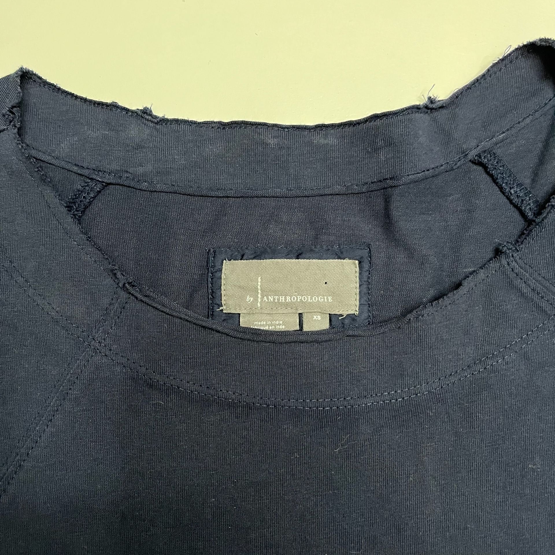 Anthropologie Navy Blue Tiered Ruffle Peplum Top Short Sleeve XS 4