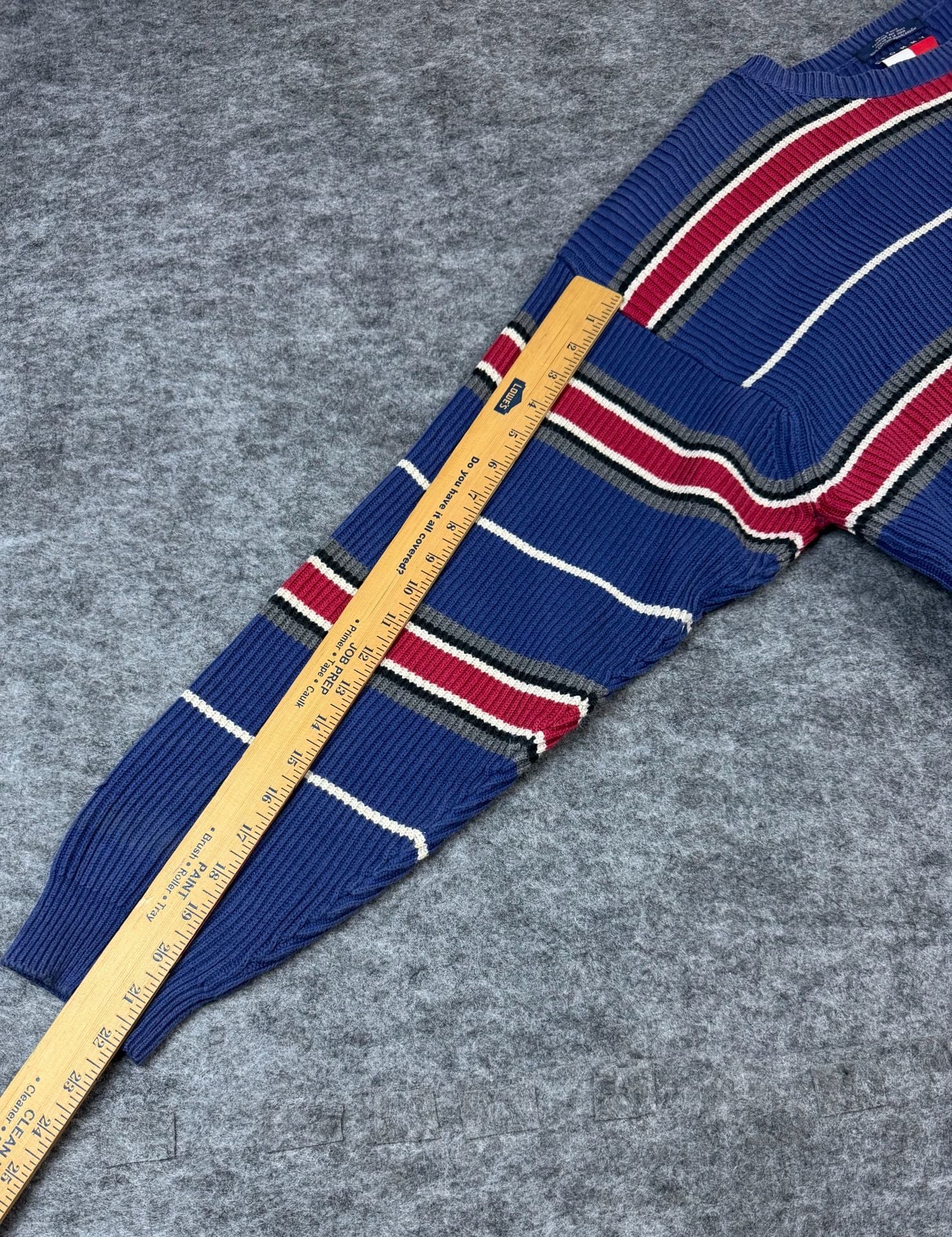 Tommy Hilfiger Striped Sweater Size XL Blue Red Cotton Crewneck 6