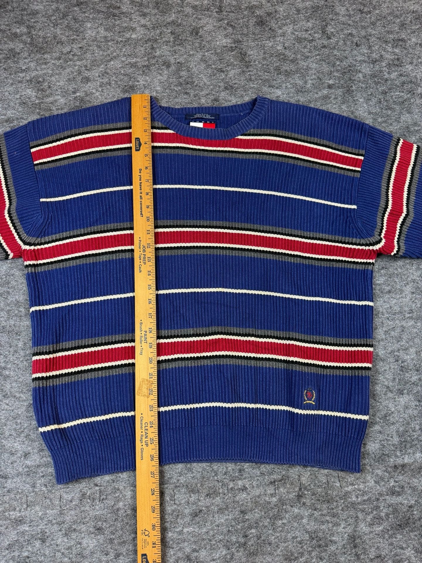 Tommy Hilfiger Striped Sweater Size XL Blue Red Cotton Crewneck 8