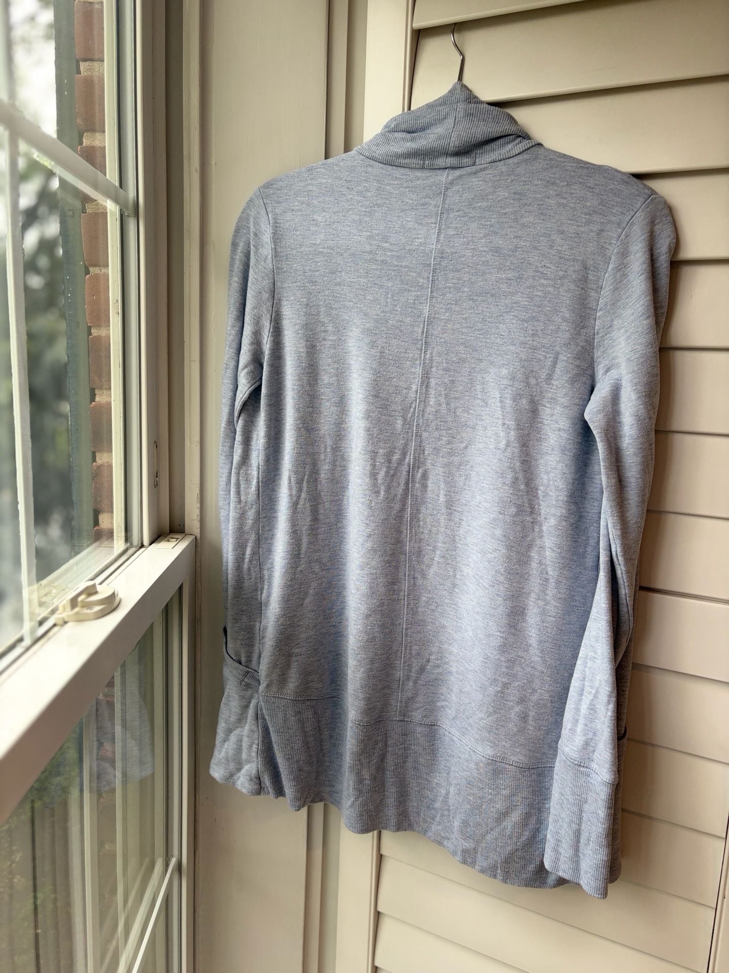 Athleta Zenana Slouchy Pocket Open Cardigan Sky Blue Athleisure 3