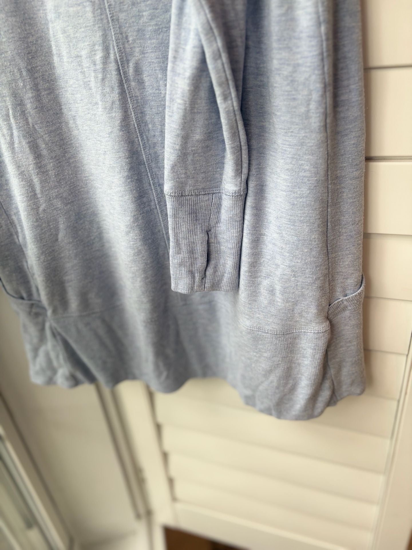Athleta Zenana Slouchy Pocket Open Cardigan Sky Blue Athleisure 4