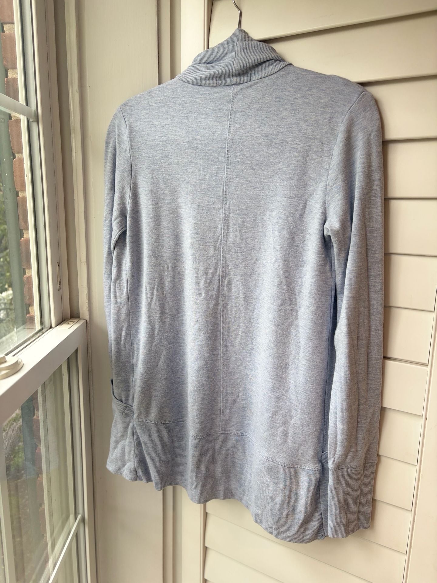 Athleta Zenana Slouchy Pocket Open Cardigan Sky Blue Athleisure 8
