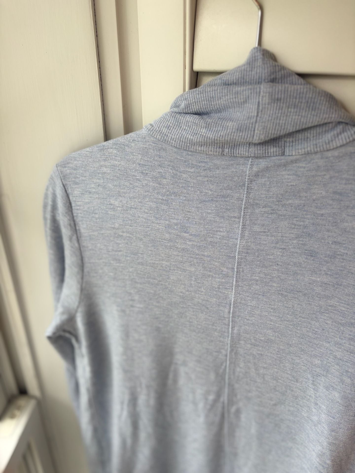 Athleta Zenana Slouchy Pocket Open Cardigan Sky Blue Athleisure 9
