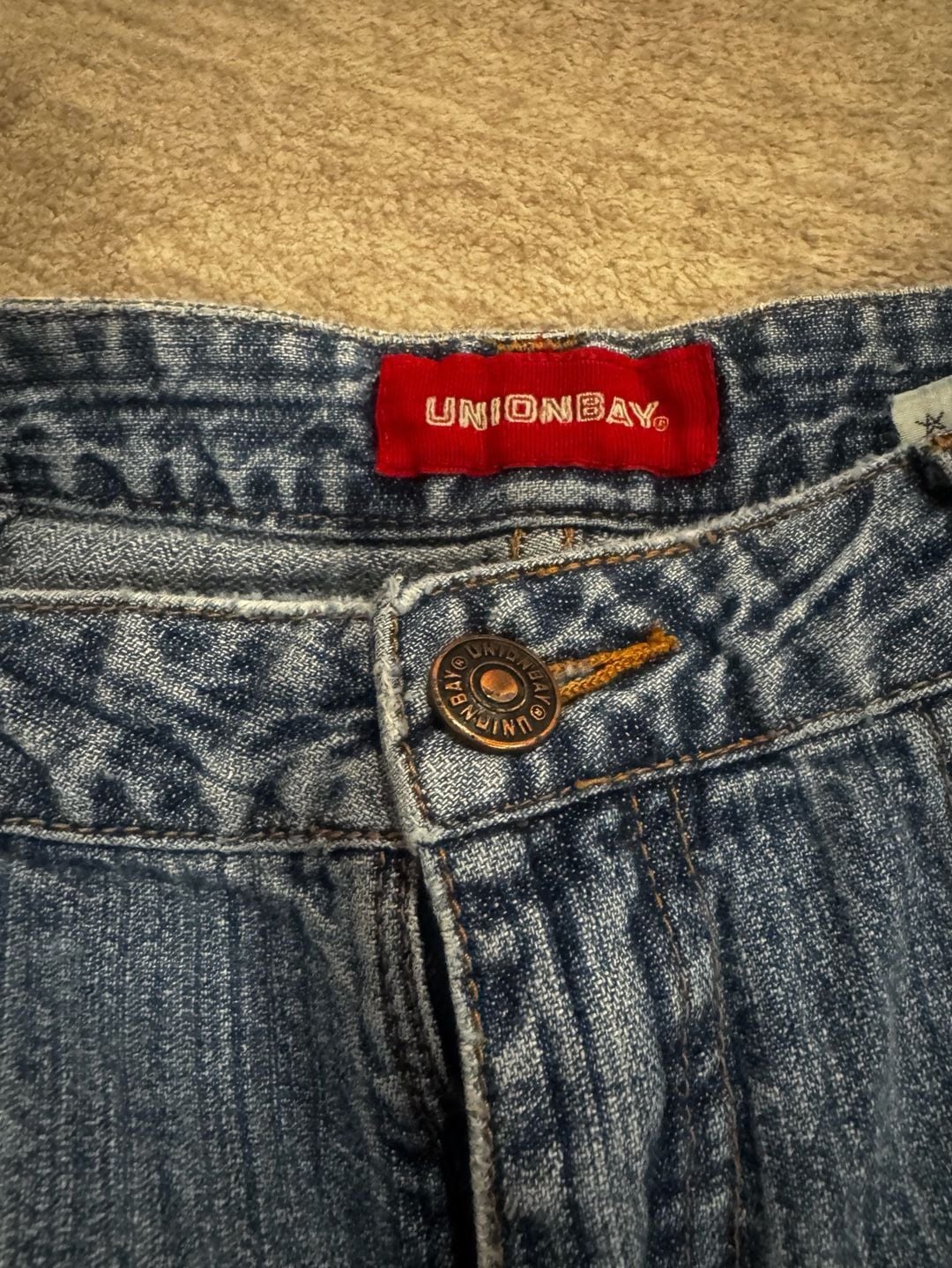 Unionbay Jean Shorts Size 8 Blue Denim Cargo Distressed Y2K 4