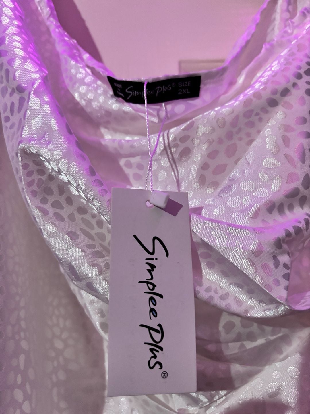 Simplee Plus One Shoulder Satin Dress Size 2XL White 2