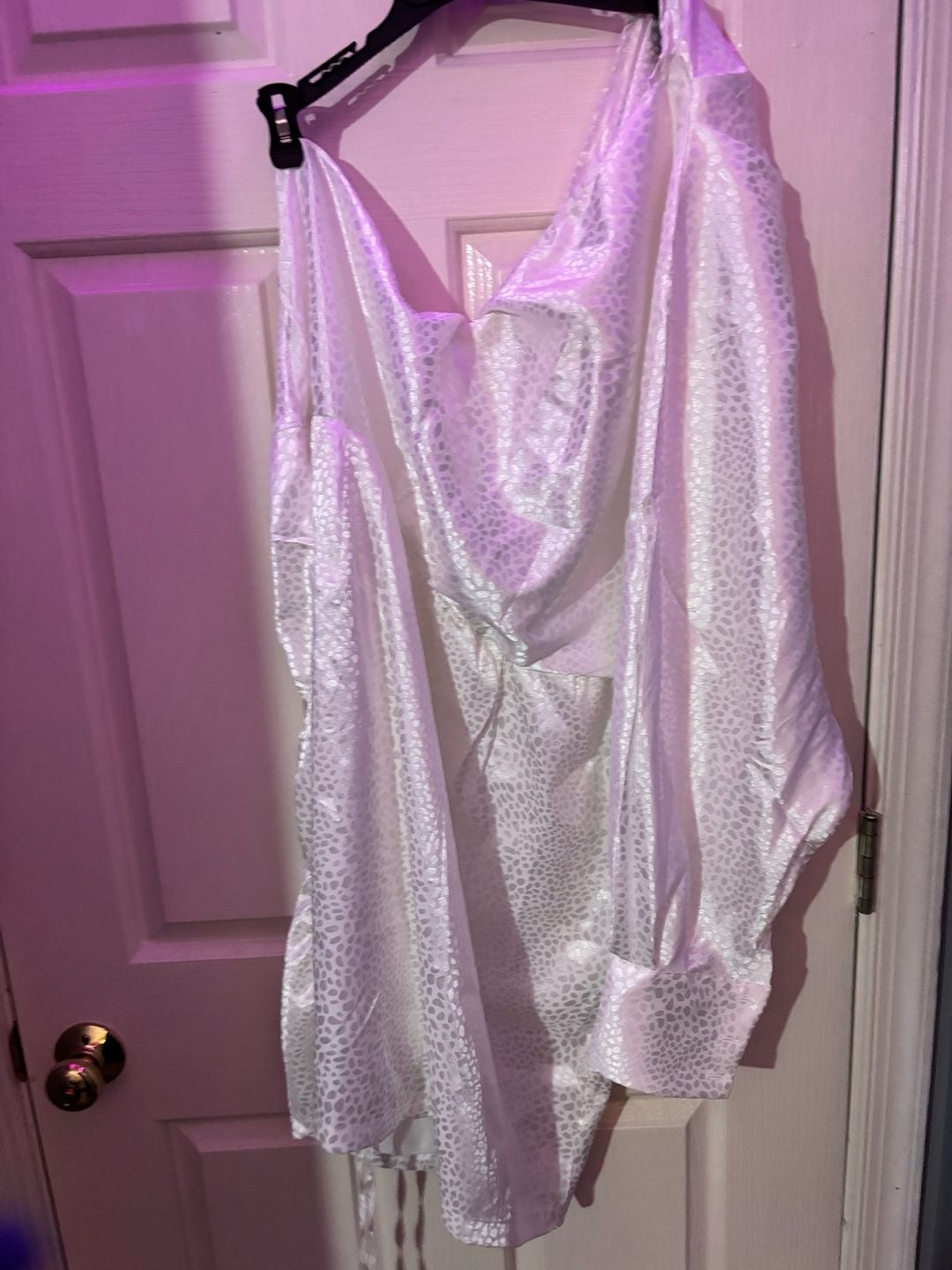 Simplee Plus One Shoulder Satin Dress Size 2XL White 3