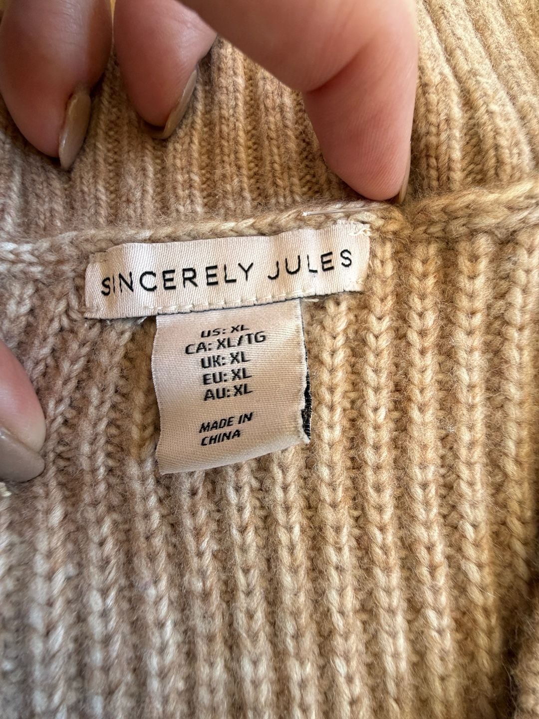 Sincerely Jules Cable Knit Sweater Vest Size XL Beige 5