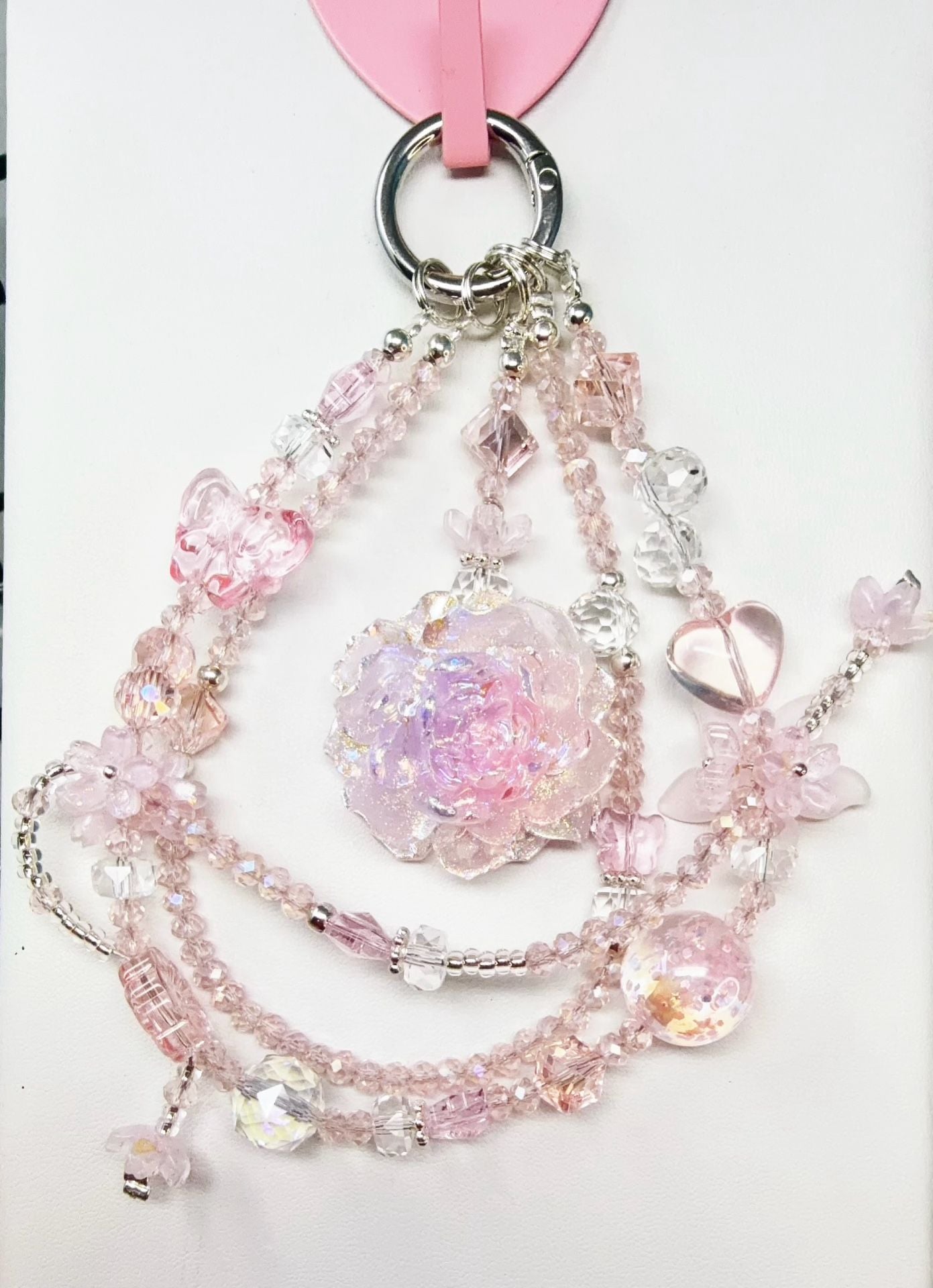 6 pieces of Handmade beaded flower phone charms 2