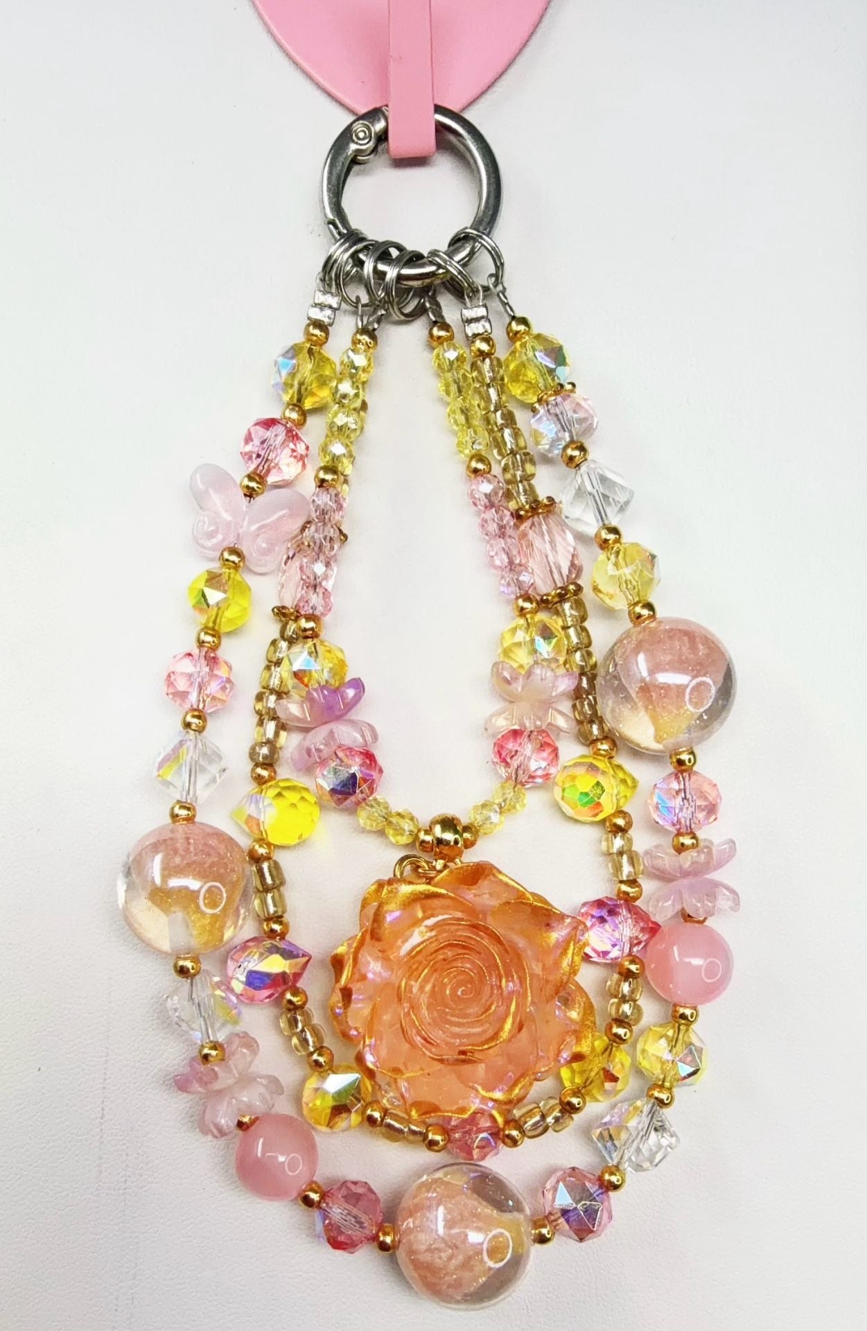 6 pieces of Handmade beaded flower phone charms 5